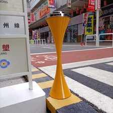 23''Outdoor Floor Standing Ashtray Cigarette Ash Bin With Lid Home Office Yellow