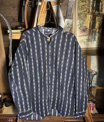 2 XL Western Shirts a Teal Cowboy Code & A Southwest Casual Wrangler Nehru One - Picture 3 of 15