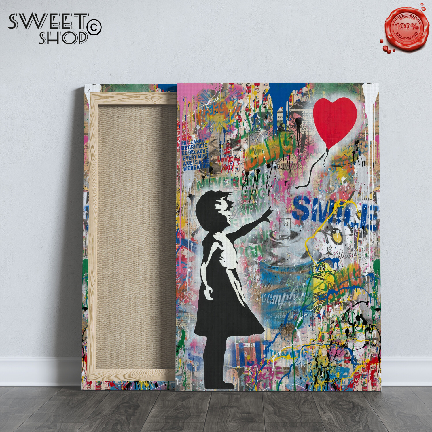 Baby Red Ballon Banksy Graffiti - Quadro Stampa su Tela