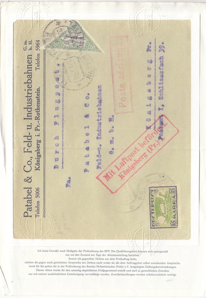 RS25648/ ESTONIA – MI # 51B + 23A 航空邮件盖带 LOBBERING 认证 — 第 4/4 张图片