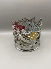 Bath & Body Works HOLIDAY TEA PARTY 3 Wick Candle Holder Pedestal Sleeve