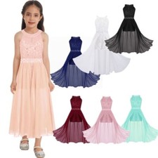 Kids Girls Floral Lace Formal Dresses Maxi Wedding Birthday Party Gown Dancewear