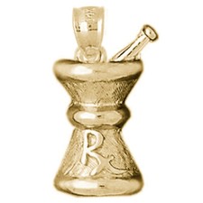 Nuevo Colgante Cuenco Mezclador Farmacia RX Oro Amarillo 14k