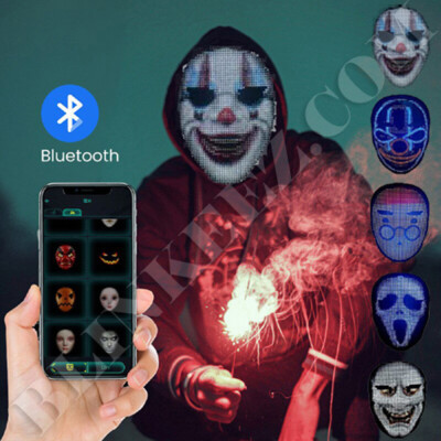 LED Programmable Face Mask App Control HALLOWEEN Changing Mask Rechargeable Mask