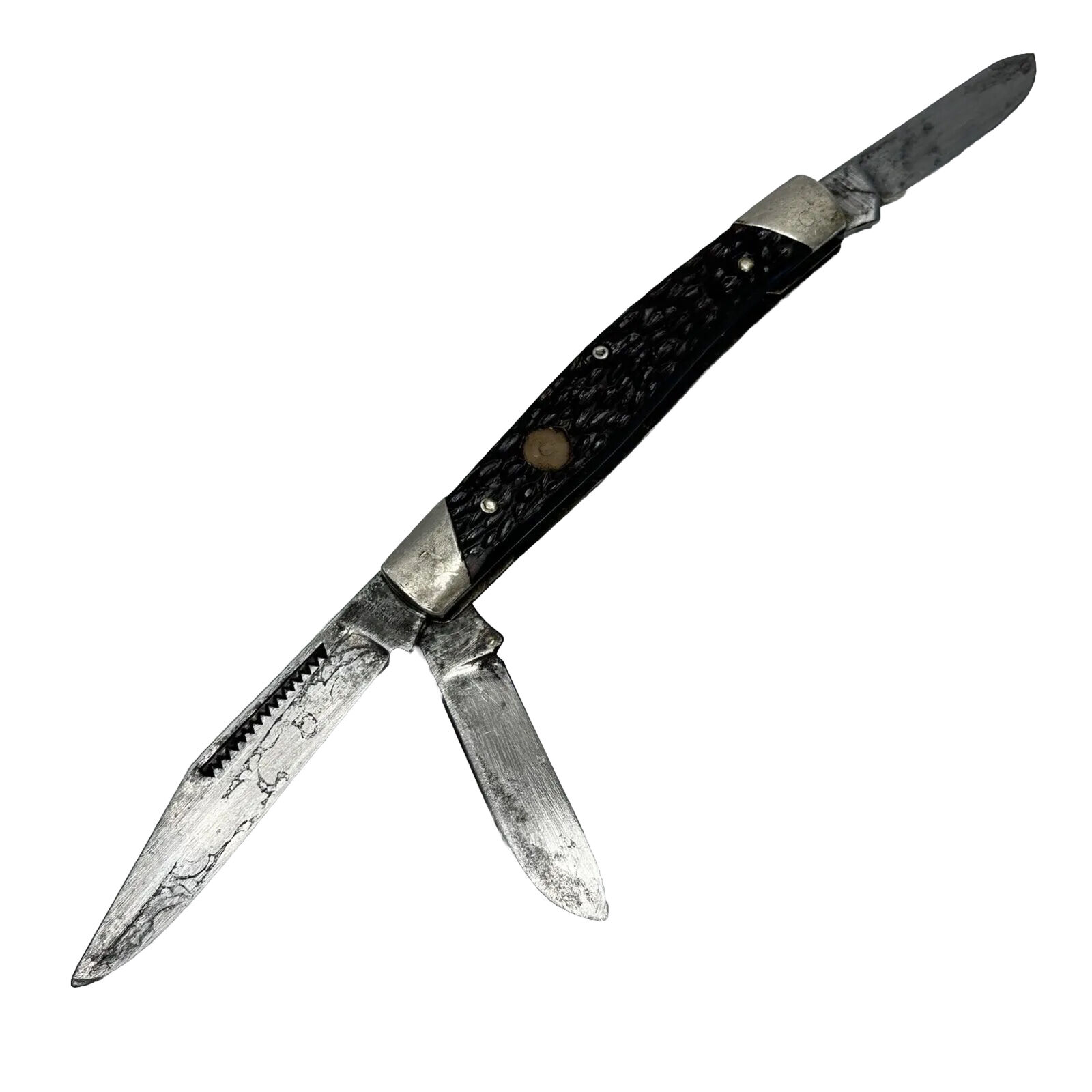 Vintage John Primble Belknap USA #5371 Jigged Delrin 3 Blade Stockman Knife
