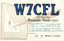 Vtg 1970 QSL Card W7CFL to WA5WQF Pocatello Idaho USA