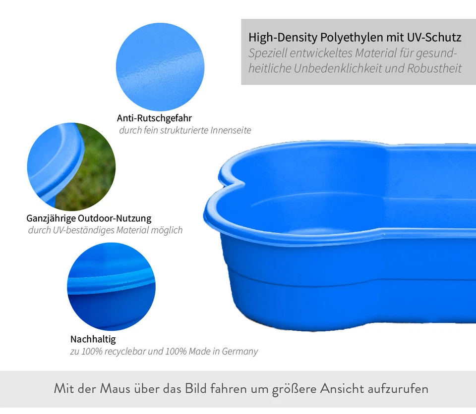 DogsLand Hundepool in Knochenform - 120 cm, blau, für große und kleine Hunde, bi - Bild 4 von 4