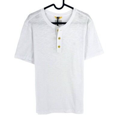 Camel Active Herren Weiß Kurzarm Henley Kragen T-Shirt Größe M
