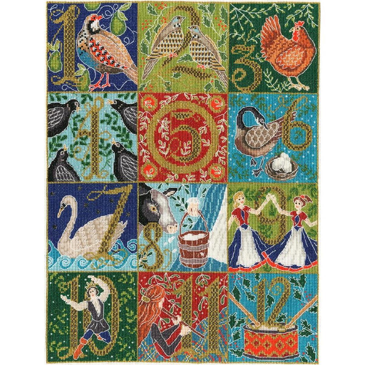 Bothy Threads counted cross stitch Kit ""12 Days Of Christmas"", 31x42cm, XX12