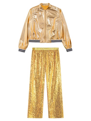 Girls Outfits Stand Collar Tracksuit School Show Dancewear Coat Costumes Jazz - Picture 16 of 63