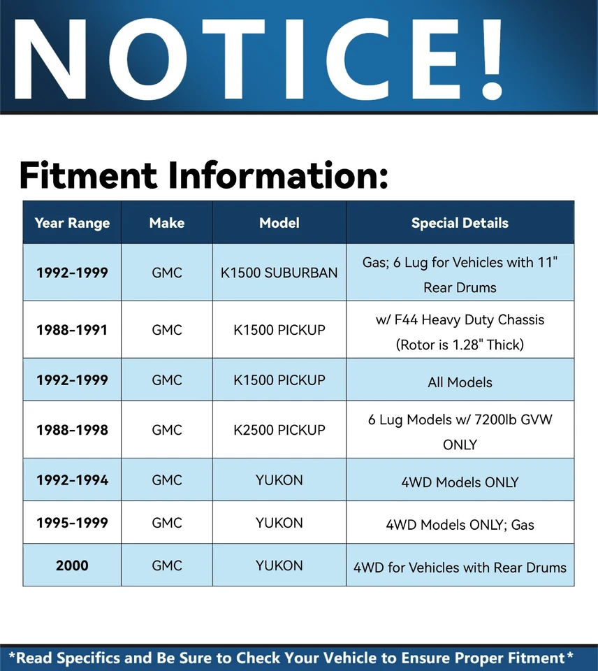 4WD Front Disc Rotors + Brake Pads for GMC Yukon Chevrolet Tahoe K1500 Suburban - Image 3 of 4