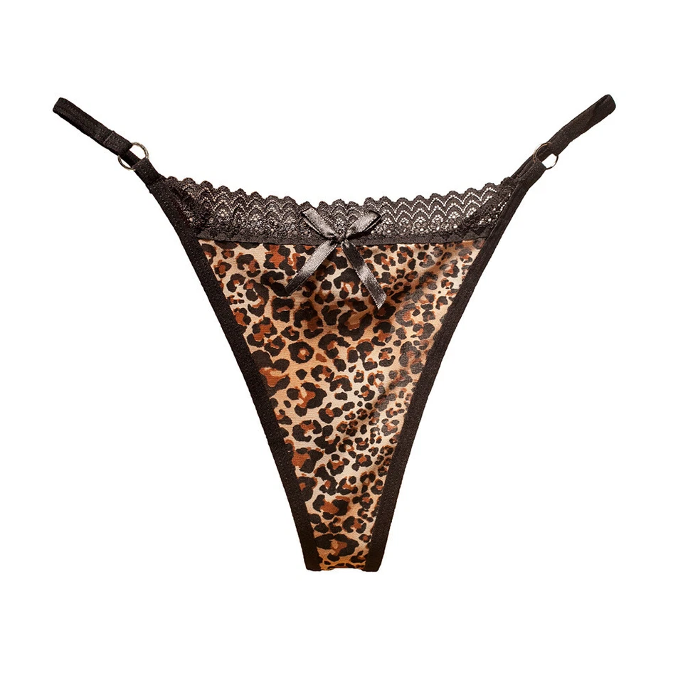 Sexy Mujer Leopardo Encaje Bragas Calzoncillos Tanga Cheeky G Cuerda Ropa Interior Lencería Foto 4 de 4