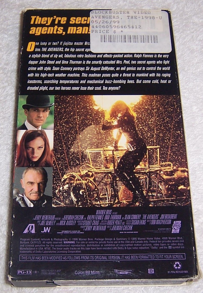 The Avengers VHS Video Ralph Fiennes Uma Thurman Sean