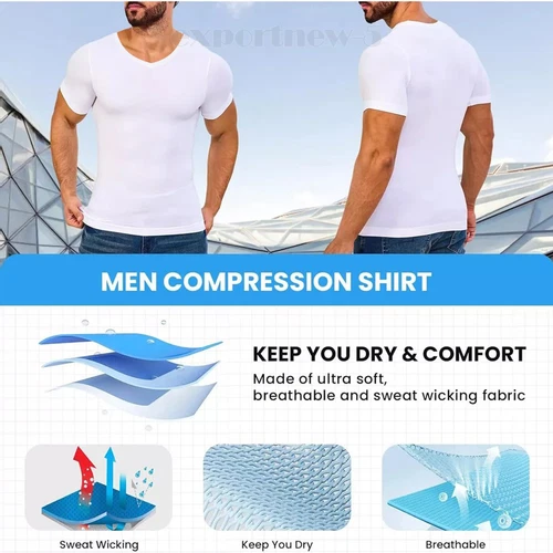 Camisas de compresión de manga corta Cool Dry para hombre, camiseta deportiva capa base - Imagen 7 de 22