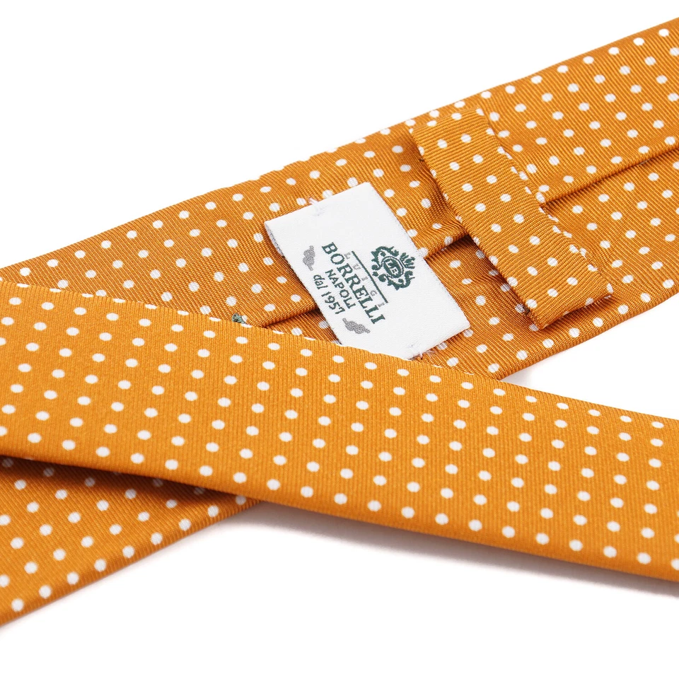 Luigi Borrelli Slim Width Burnt Orange and White Dot Print Silk Tie NWT - Image 3 of 4
