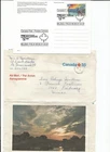 Canada 10 pezzi: 7 Buste FDC Nuove+ 2 Aerogr. viaggi. (duplicati)+1 Cart. Post.