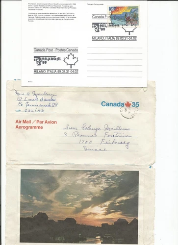 Canada 10 pezzi: 7 Buste FDC Nuove+ 2 Aerogr. viaggi. (duplicati)+1 Cart. Post.