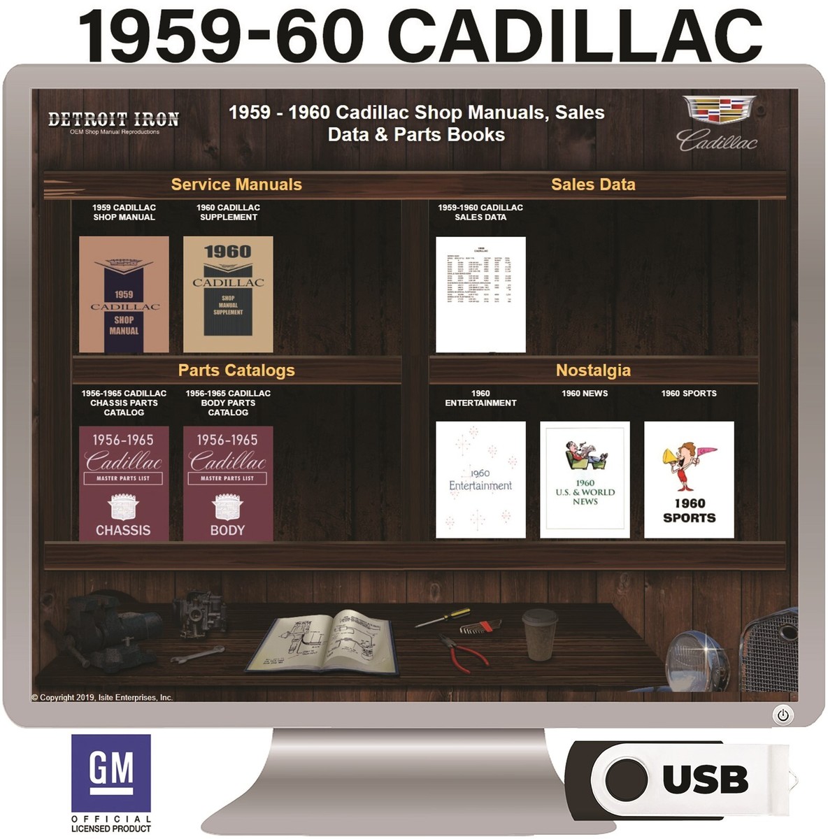1959-1960 Cadillac Shop Manuals, Sales Data & Parts Books on USB