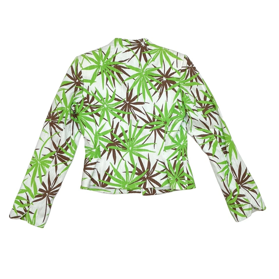 Chaqueta Milly of New York Talla 6 Blanco Verde Blazer Palmera Tropical Floral Foto 2 de 4