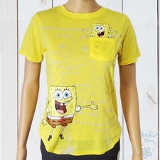 NWT SPONGEBOB SQUAREPANTS AUTHENTIC JUNIORS WOMEN'S YELLOW SHORT SLEEVE T-SHIRT