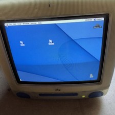 iMac computer Apple vintage Blue powers up sold as is