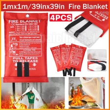 4 Pack Large Fire Blanket Fiberglass Emergency Home Retardant Prepared 39''x39''