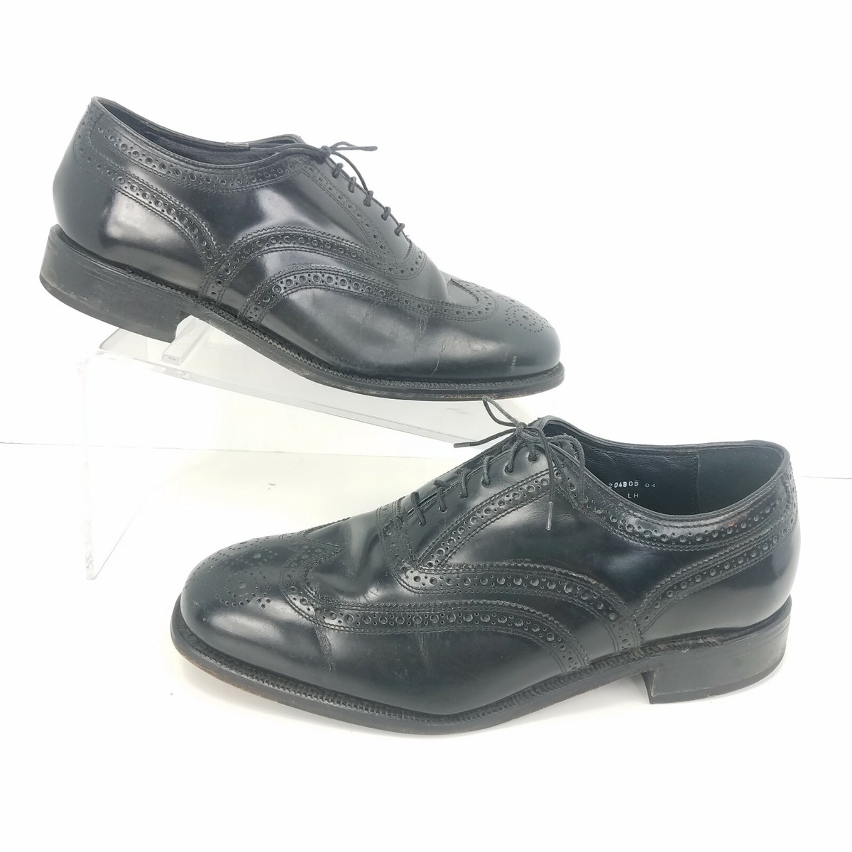 Florsheim Lexington 17066 Mens Sz 8 3E Wide Black Wingtip