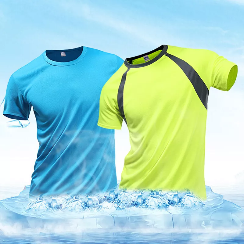 Men Sports T Shirts Breathable Quick Drying Short Sleeve Pullover Gym Tee S 3XL