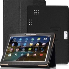 10.1 inch Android Tablet Case, PU Leather Folio Cover Black