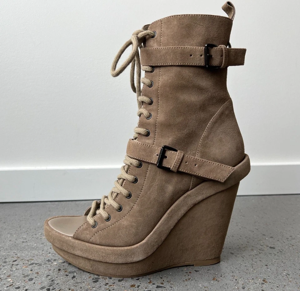 NWOB ANN DEMEULEMEESTER Spring 2012 Suede Leather Wedge Heel - Size 39.5 - $2335 - Image 3 of 4