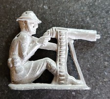 Vintage WWI Lead Toy Soldier Machine Gunner Un Painted