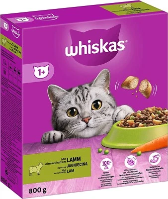 Whiskas Adult 1+ Trockenfutter Katzentrockenfutter Lamm 5er Pack 5 x 800g