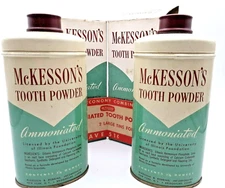 Vintage McKesson's Tooth Powder Ammoniated Set / 2 FULL Tins W/ Original Box NOS