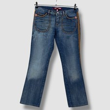 Voyage Passion Womens Blue Jeans Y2K Low Rise Bootcut Orange Stitching Size 29