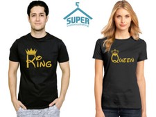 CAMISETA de pareja CARTOON KING QUEEN GOLD Camisetas a juego Diseño de dibujos animados Camisas de pareja