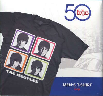 THE BEATLES Four Colored Squares LARGE Black T-SHIRT Sealed