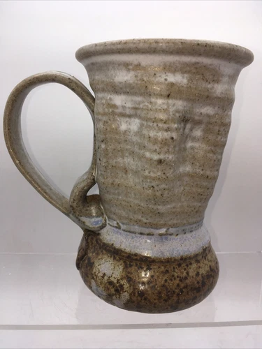 Vtg Studio Art Pottery Stoneware Coffee Mug Glaze Texture 16oz Signed 5.5”