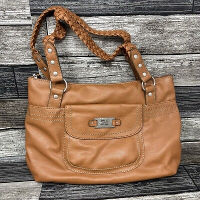 Relic Ella Brown Braided Strap Tote Bag Leather Fossil NEW