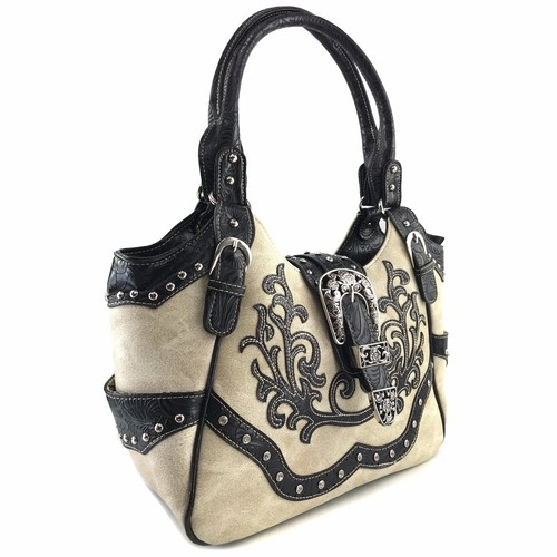 Justin West Western Floral CCW Stud Buckle Concealed Carry Handbag Purse Set - Picture 82 of 131