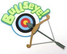Premade Paper Pieced Title for Scrapbooks, Crossbow, Target Practice, Bullseye