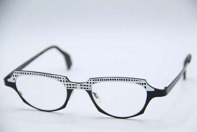 NEW THEO EYE WITNESS BLACK SILVER AUTHENTIC DESIGNER FRAMES EYEGLASSES 43-12