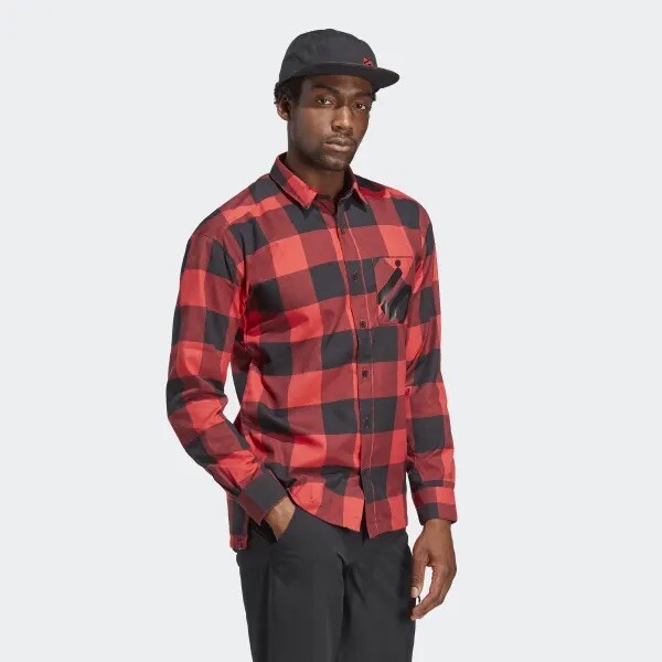 Adidas Five Ten Adult Flannel Button Down Shirt Red HD2251 Adidas Five Ten Adult Flannel Button Down Shirt Red HD2251