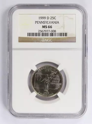 1999-D 25C Pennsylvania Statehood Quarter NGC MS66