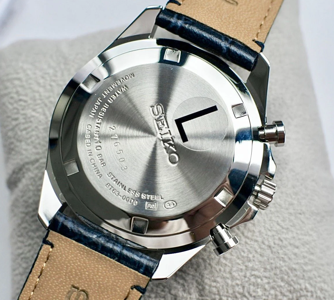 Seiko Spirit SBTR019 Chronograph Blue Dial Leather Band Men's