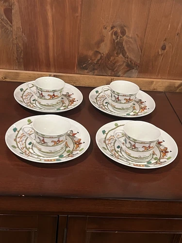 Taste Seller By Sigma Cup And Snack Plate Set Hunt Scene 8 Piece Made In Japan