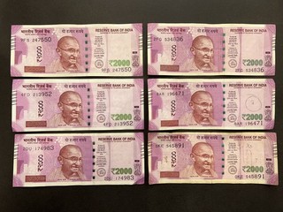 Indien 2.000 Rupien Banknotensatz (6) LOT: 3105 001