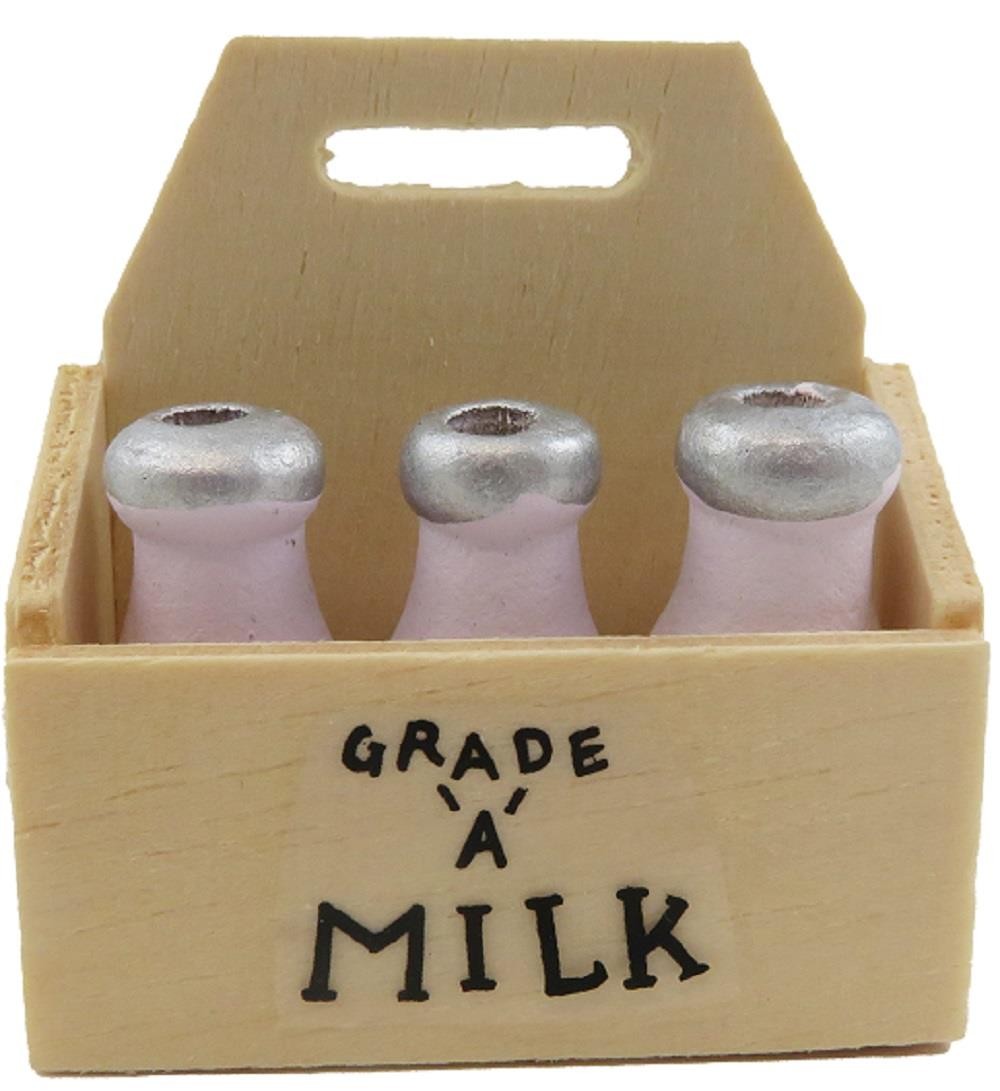 Dolls House Crate of Milk Bottles Door Step Kitchen Country Store Farm Accessory