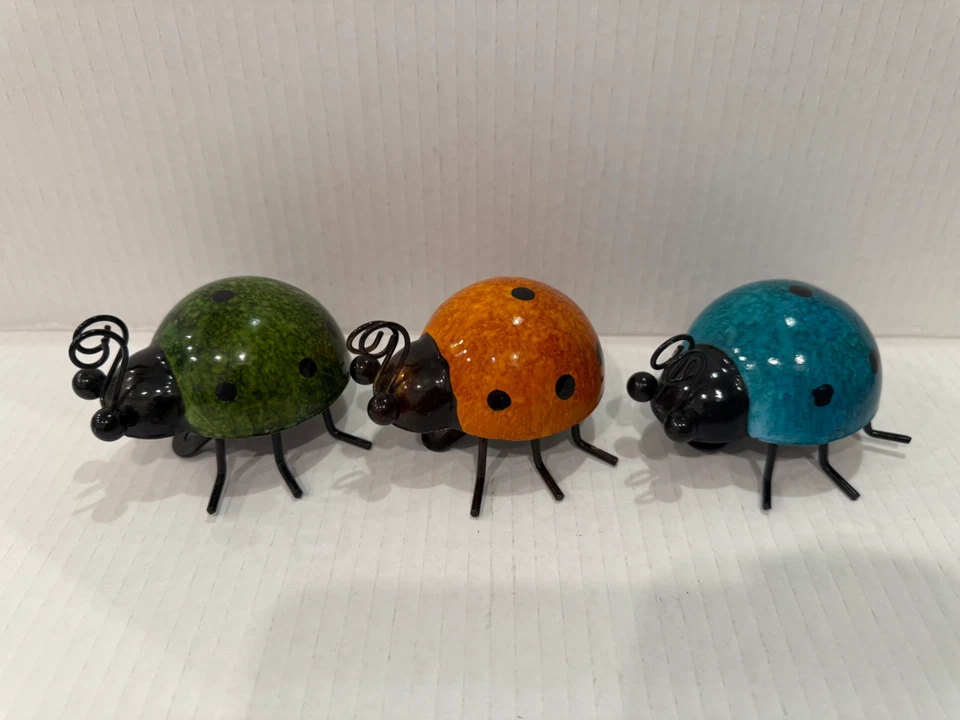 Set of  Ladybug Metal Art. Three Pieces. Wall Mount or Free Stand. Small - Image 2 of 4