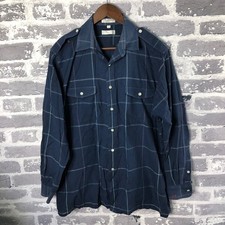 Christian Dior Mens Plaid Button Down Long Sleeve Shirt L Epaulets READ 
