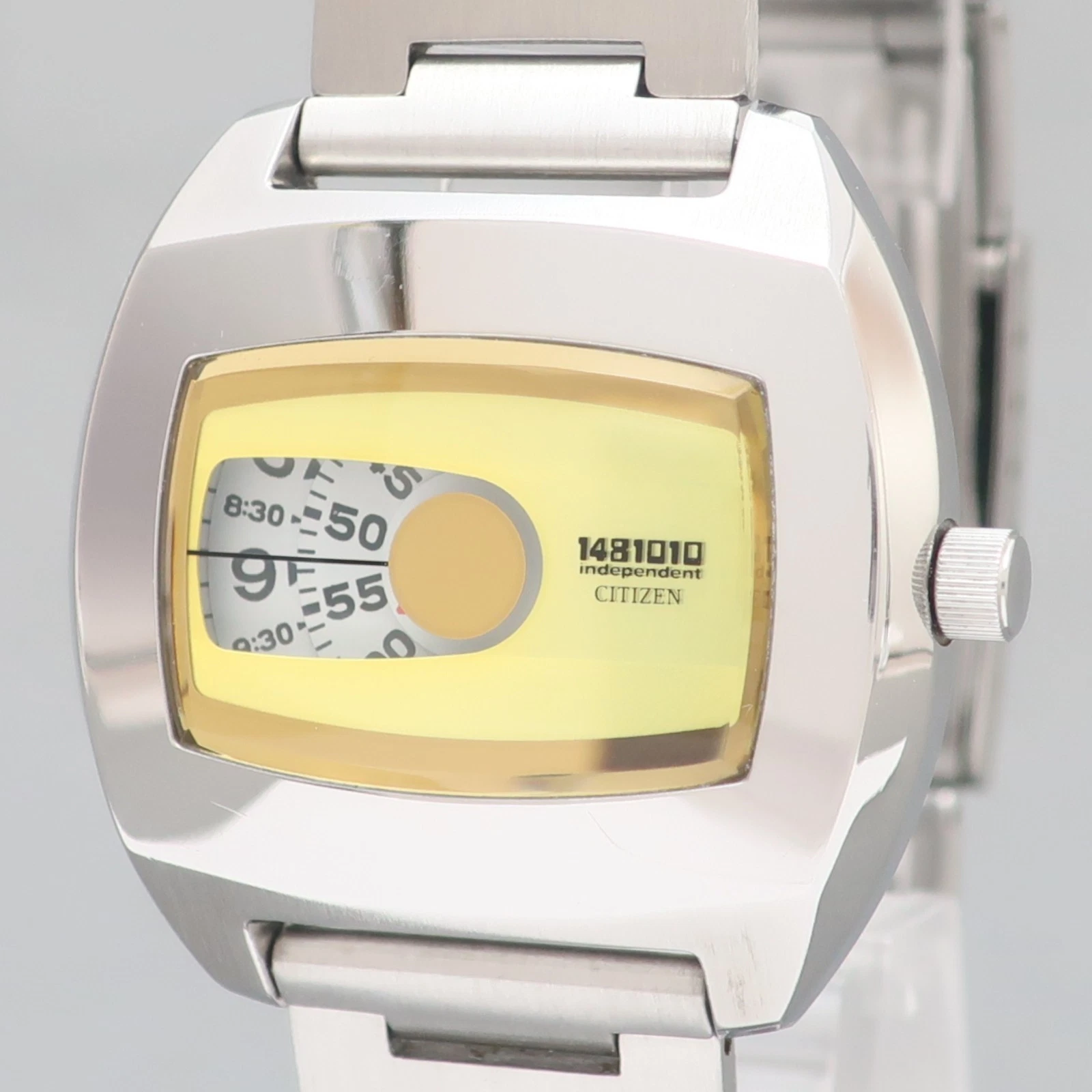 Vintage Citizen Independent 1481010 Jumping Hour 6038 yellow Dial Watch 7.36 in